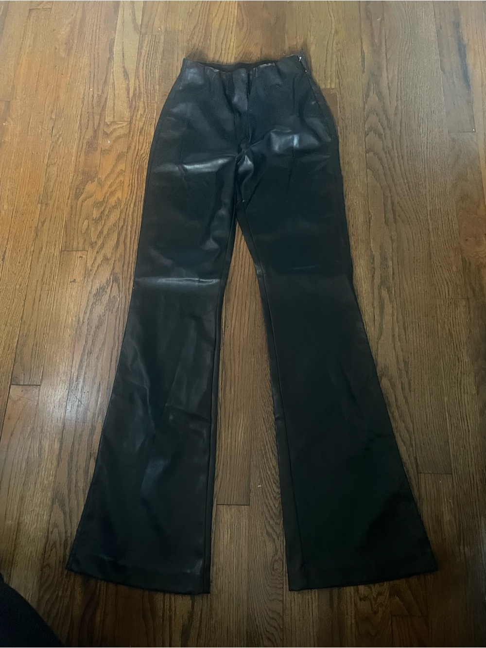 H&M Black Faux Leather Flare Pants